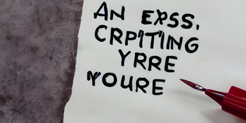 白い紙に“AN EXSs. CRPITING YRRE YOURE”と書かれているイラスト