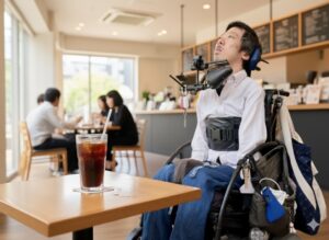 AI生成した、カフェにいる僕の画像