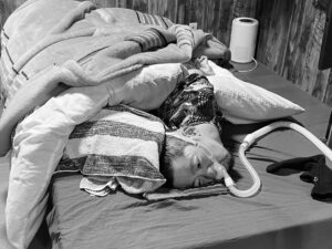 高熱を出してベッドの上にいる僕