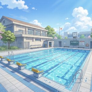 学校のプールの画像